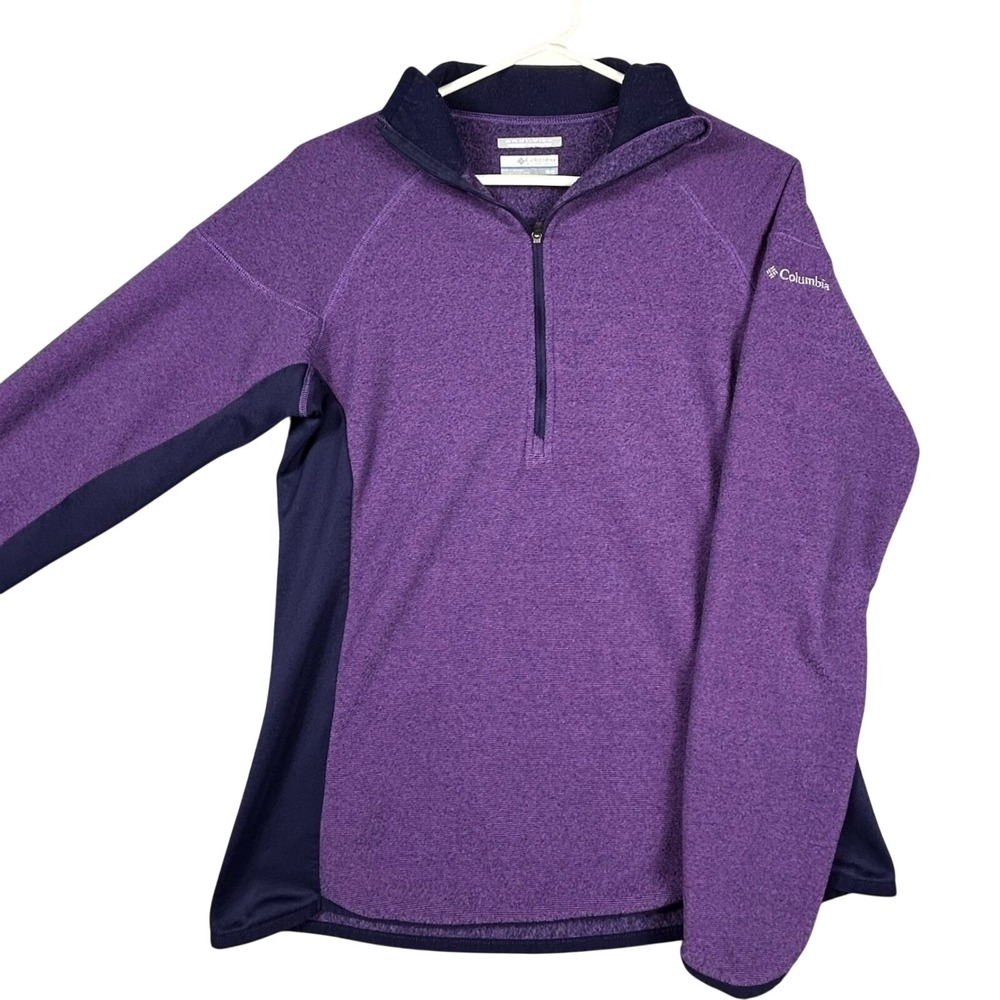Columbia Omni Wick Purple Blue Fleece 1/4 Zip Pullover Women's M Hike